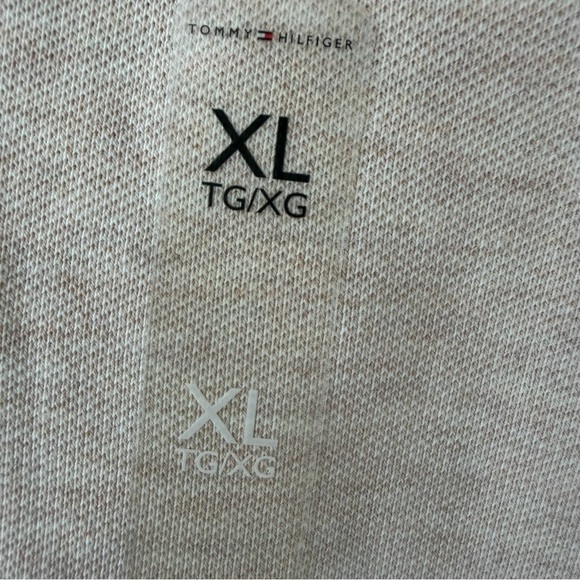 NWT TOMMY HILFIGER XL Beige and Black Short Sleeve VNeck Polo Shirt Casual LOGO - Picture 5 of 6